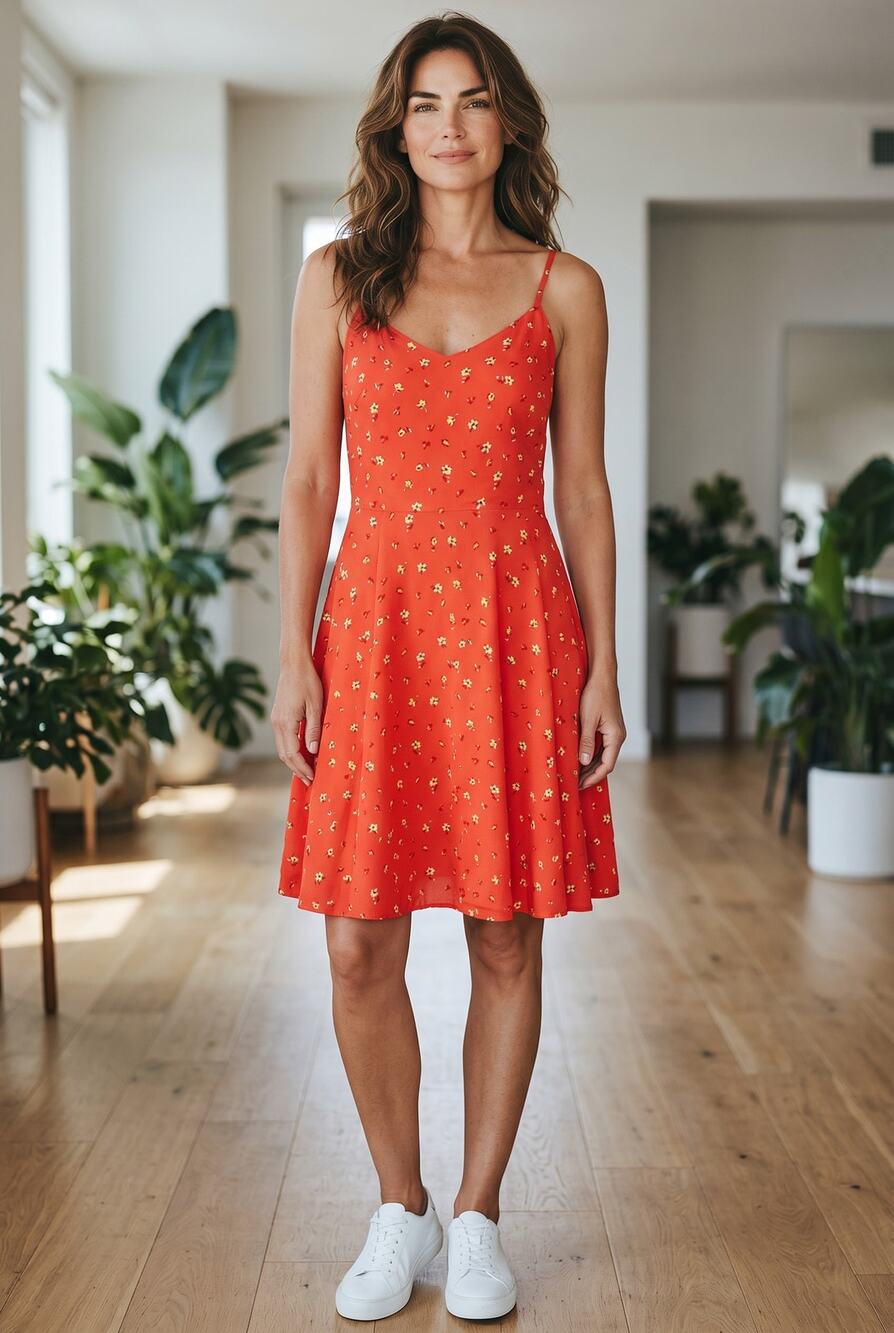 Gap Sundress Orange Floral Print V Neck Sleeveless A Line Summer Dress XS Casual